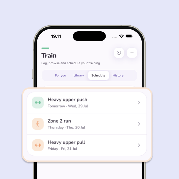 Lunia's training planner for scheduling sessions ahead
